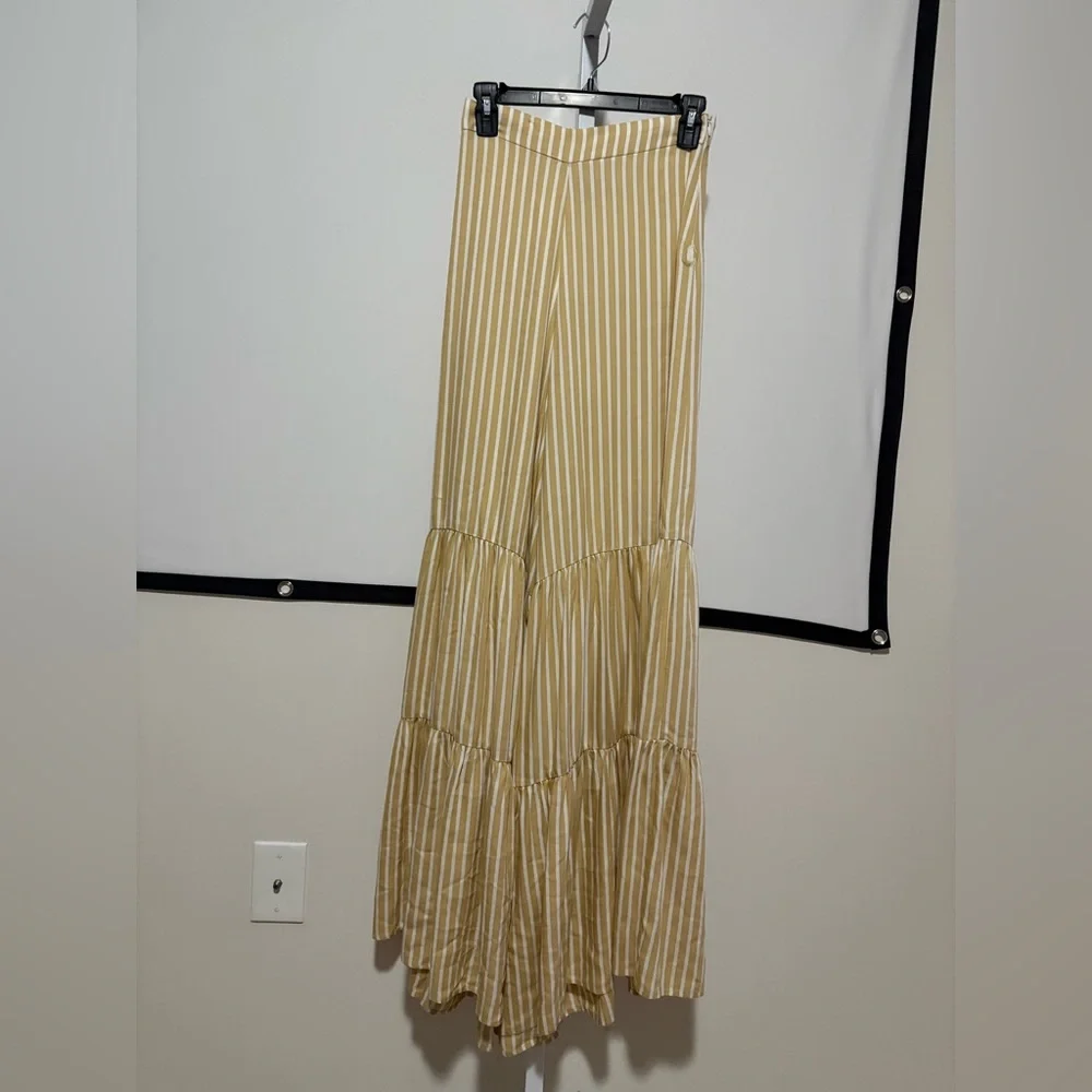 Adriana Degrease Striped Cream Wide Leg Pants - Picture 6 of 8